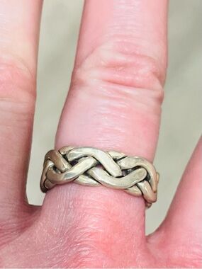 Vintage 1970s Sterling Silver Braided Band Ring Size 7 Handmade